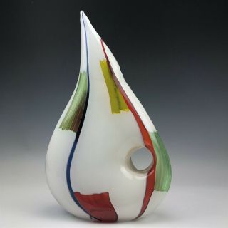 Rare Anzolo Fuga For Avem Murano Italian Art Glass Windows Mid Century Vase Jqf