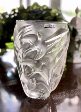 Lalique Crystal Martinets Vase,  Signed,  Authentic (martinet) Retail $2800