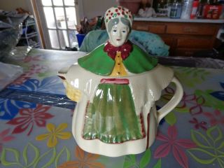 Vintage Shawnee Pottery Granny Ann Teapot Green Apron Red Accents