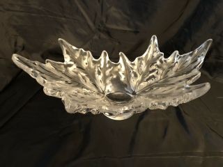 Lalique Champs Elysees Large Centerpiece French Crystal Bowl Signed 18”leaves