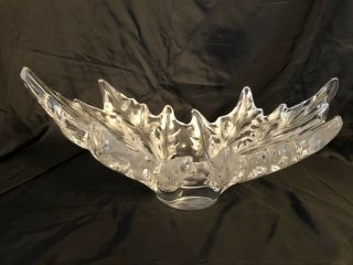 Lalique Champs Elysees Large Centerpiece French Crystal Bowl Signed 18”Leaves 3