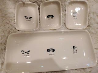 Rae Dunn Icon Munch Nibble Snack 4 Piece Tray Set