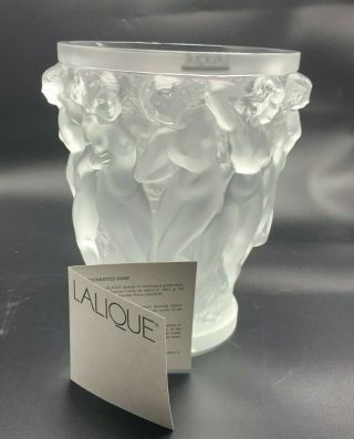 Lalique Bacchantes Large Vase Clear Crystal.  Box And Authentication.