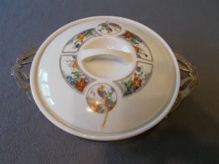 " Golden Pheasant " Royal Rochester Round Covered Baking Casserole Dish & Stand