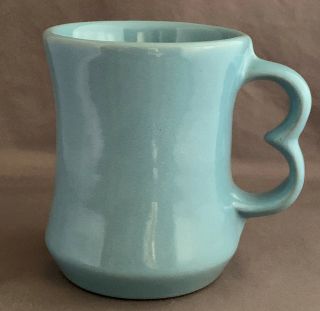 3 Vintage Frankoma Pottery C9 Coffee Mug Cup Trigger Finger Light Blue 2