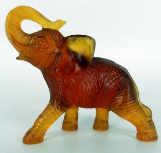 Signed Prototype Daum Nancy France Pate De Verre Amber Luck Elephant Art Glass