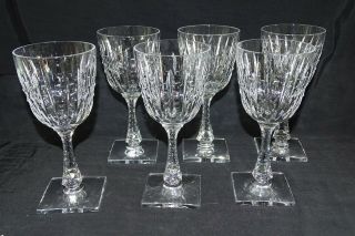 Hawkes Triumph American Brilliant Cut Glass 6 Water Goblets 7 7/8 " - Square Base