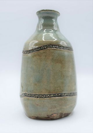 Studio Art Pottery Bud Vase Ceramic Green/blue Heavy Marked