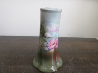 Vintage Victoria Austria Hand Painted Hat Pin Holder Water Lilies Swans