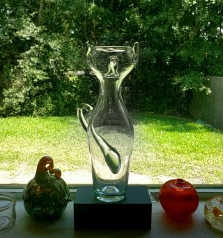 Rare Blenko Glass Kitty 559 Cat Pitcher Vase By Wayne Husted Vintage 1955 Mcm