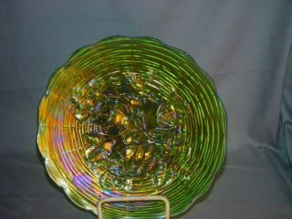Northwood Carnival Glass Green Rose Show Plate