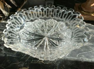 Exquisite Meriden Alhambra American Brilliant Period Cut Glass Oval Bowl