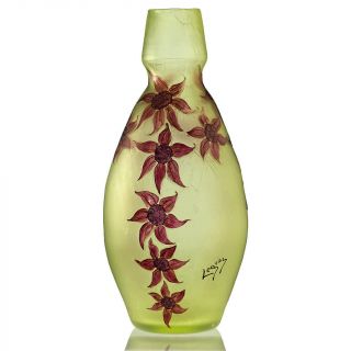 C.  1930s French Legras Art Deco Acid Etched Uranium Glass Vase