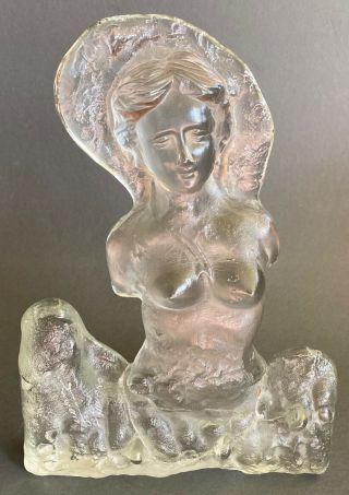 Jean Claude Novaro Nude Female Art Glass Sculpture 13.  5” Tall 2007