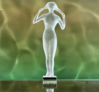 Lalique Crystal Isis Female Nude Muse 13.  5 Inches Tall Signed.  Hard To Find