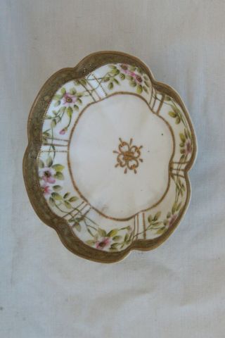 Vintage Nippon Hand Painted Floral 3 Footed Bowl.