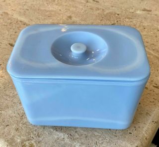 Mckee Delphite Poudre Blue 4 " X 6 " Knob Handled Refrigerator Dish Box Jar