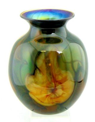 Early Charles Lotton Art Glass Multi Flora Vase - Signed Dated 1977 - Exc Cond