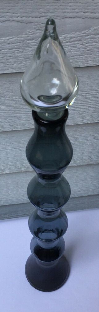 Blenko Glass Spool Decanter Wayne Husted 1958 587 - M Charcoal 22 - 23” Vintage 2