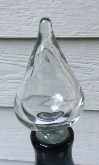 Blenko Glass Spool Decanter Wayne Husted 1958 587 - M Charcoal 22 - 23” Vintage 3