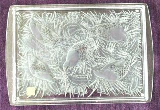 Large 17 3/4 Vintage Lalique France Crystal Perdrix Partridge Quail Serving Tray