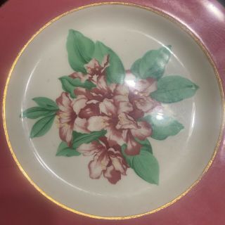 Syracuse China Pink Trim Camellia Flower Dinner Plate Dorothy Draper Drake