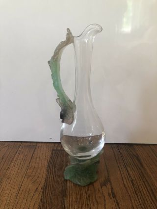 Daum France Pate De verre Glass And Crystal Pitcher Vase 3
