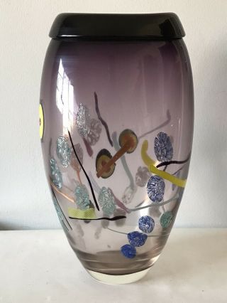 Giant Murano Art Glass Vase - Signed - Vintage Italy Italian Modern 19”tall