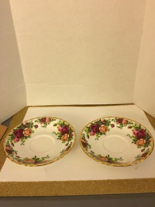 Vintage 1962 Royal Albert Old Country Roses 2 Saucers