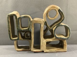Unique Hand Crafted Abstract Terra Cotta Clay 8.  5” X 6.  75” Wall Table Art