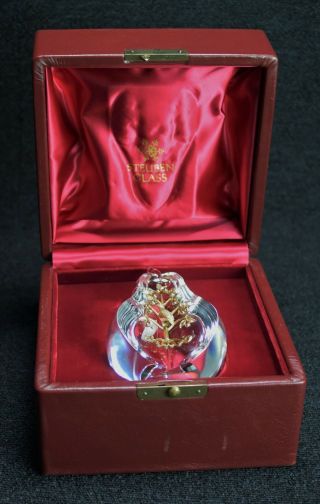 Steuben Glass Paperweight Partridge In A Pear Tree 18k Gold Sculpture