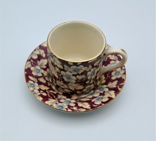 Vintage Lord Nelson Ware Royal Brocade Chintz Demitasse Tea Cup And Saucer