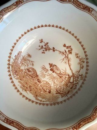 Furnivals Transferware Brown Quail Round Vegetable Bowl Made In England