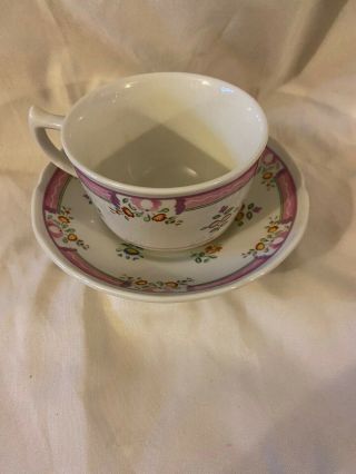 LAURA ASHLEY ALICE China Cup & Saucer Pink & Green Floral Pattern ENGLAND 2