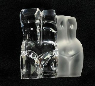 Daum Crystal Sculpture By M.  Legendre " A Man And A Woman " Torso - Very Rare