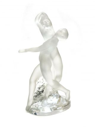 Lalique France Frosted Crystal Glass Dancing Nudes Deux Danseuses Sculpture