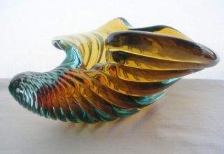Mind Bending Rhythmic Alfredo Barbini Murano Art Glass Bowl Seashell Sculpture