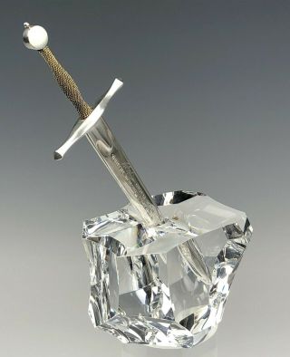 Steuben Art Glass James Houston Sterling Silver 18k Excalibur Paperweight Nr Wsc