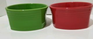 Set Of 2 Fiestaware Square Bowls,  Cereal Bowls,  Fiesta Red,  Shamrock Green