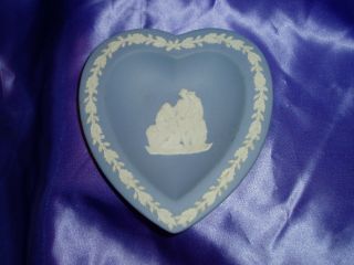 Vintage White On Blue " Wedgwood " Heart Dish,  Made In England,  Mints,  Nuts Etc.