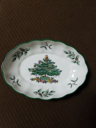 Spode Christmas Tree Nut Bowl Oval Fluted Dish,  Small -
