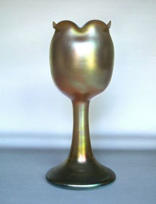 Steuben Gold Aurene 195 Vase Ruffled 7.  5 " Frederick Carder Art Glass Iridescent