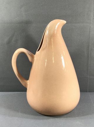 Russel Wright Pottery Hand Crafted Pitcher Coral Pink Speckled Glaze Signed 3