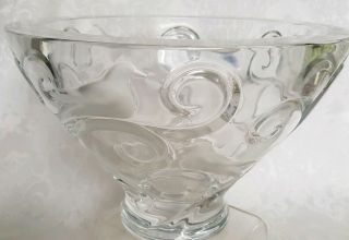 Vintage Rene Lalique " Verone " Bowl Heavy Crystal W/frosted Doves & Scrolls 11 "