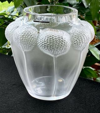 Lalique French Crystal Bali Vase & Papers Signed Authentic Gorgeous