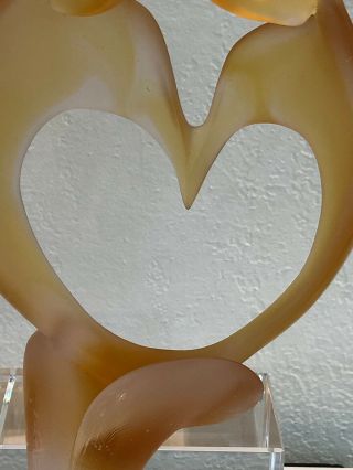 DAUM France Pate De Verre Art Glass Figurine Coeurs Hearts Limited Edition 3