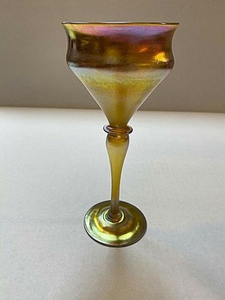 Louis Comfort Tiffany Gold Favrile Iridescent Wine Goblet - LCT 2
