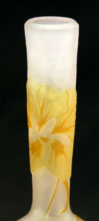 AUTHENTIC SIGNED GALLE FRENCH CAMEO ART GLASS VASE WATER LILY PATTERN 3