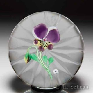 Baccarat 1973 Pansy And Bud Glass Paperweight