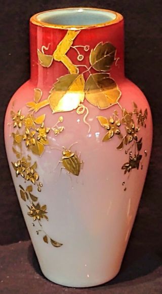 Thomas Webb English Peachblow Cased Glass Vase,  Jules Barbe Decoration